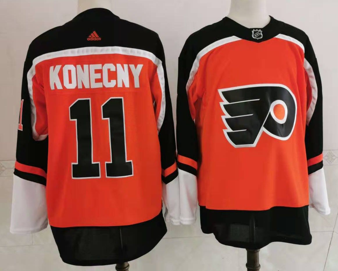 Adidas Men Philadelphia Flyers 11 Konecny Orange Home Authentic Stitched NHL Jersey